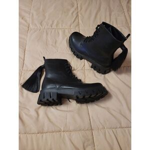 Ponytail combat boots